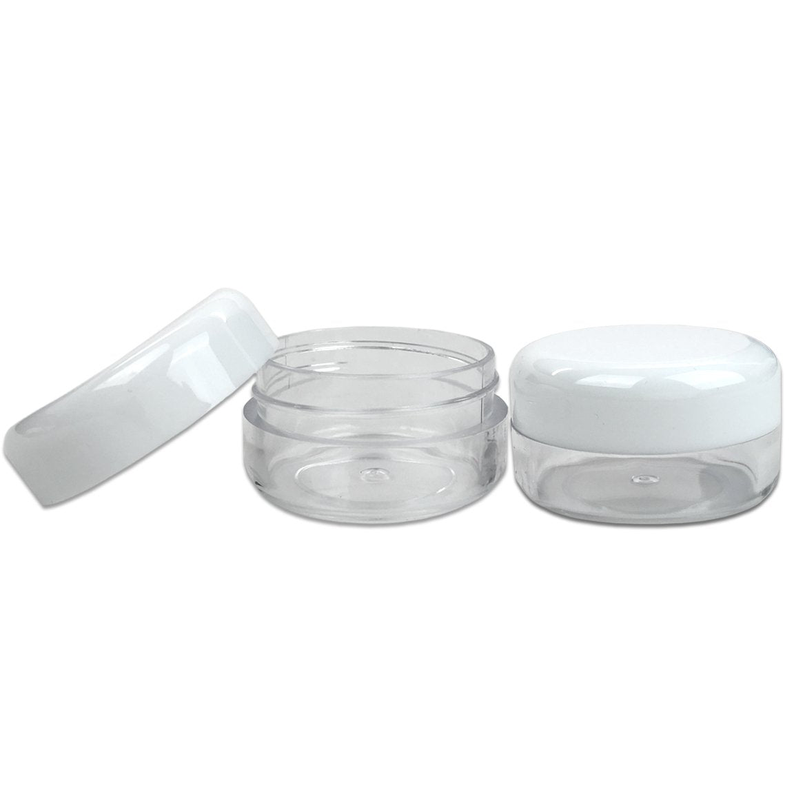 Beauticom 15 gram/15ml Empty Clear Small Round Travel Container Jars with Lids for Make Up Powders  Eyeshadow Pigments  Lotions  Creams  Lip Balm  Lip Gloss  Samples (24 Pieces  White Lid)